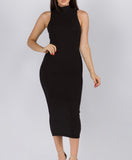 Black Sleeveless Midi Dress