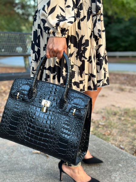 Black Croc Handbag
