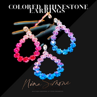 Colored Rhinestone Teardrop Earrings