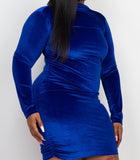 Royal Blue Velvet Ruched Dress