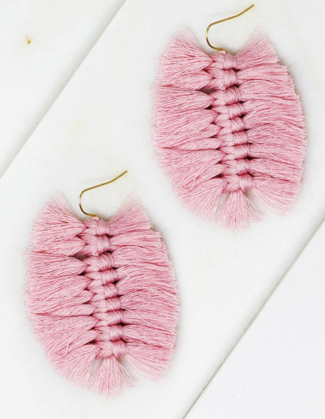 Pink Braided Tassel Earrings