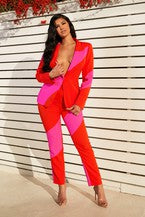 Red & Pink Pant Suit