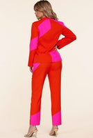 Red & Pink Pant Suit